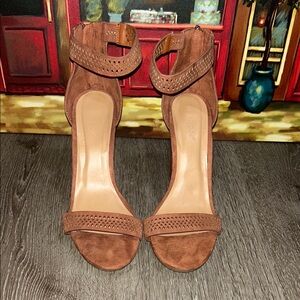 BAMBOO Brown Heels with Stiletto and Ankle Straps